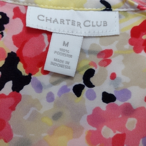 Charter Club women's pink floral blouse size (M) - Picture 6 of 10